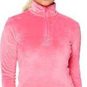 Spyder Fleece Shimmer Bug T-Neck Zip Small Bryte Bubblegum Pink Crystal Logo